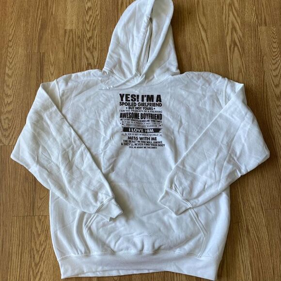 Spoiled Girlfriend Hoodie White Large - Picture 1 of 6